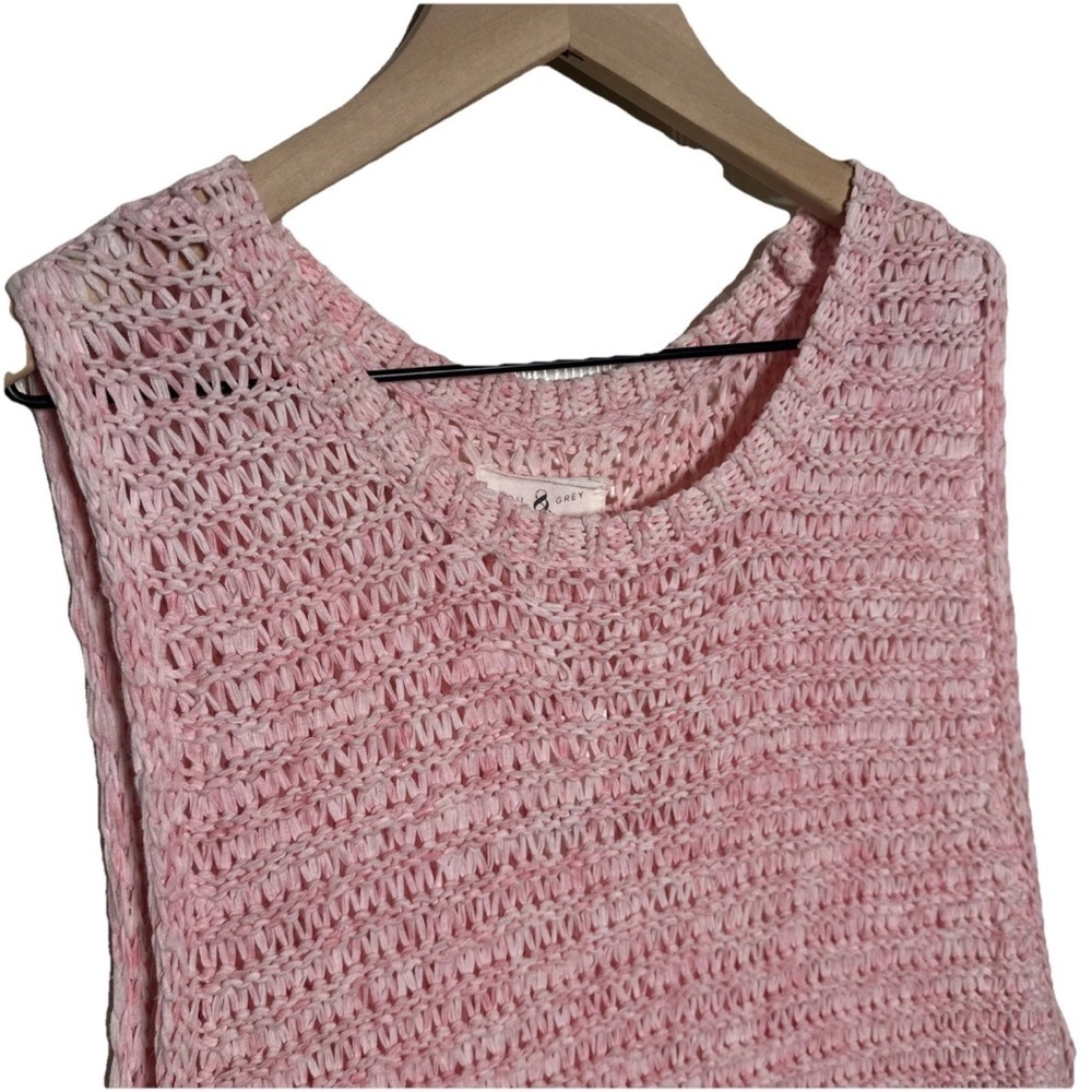 Lou & Grey For Women XL Sweater Dress Hi Low Sleeveless Pink Crochet Knit Beachy - Picture 5 of 14
